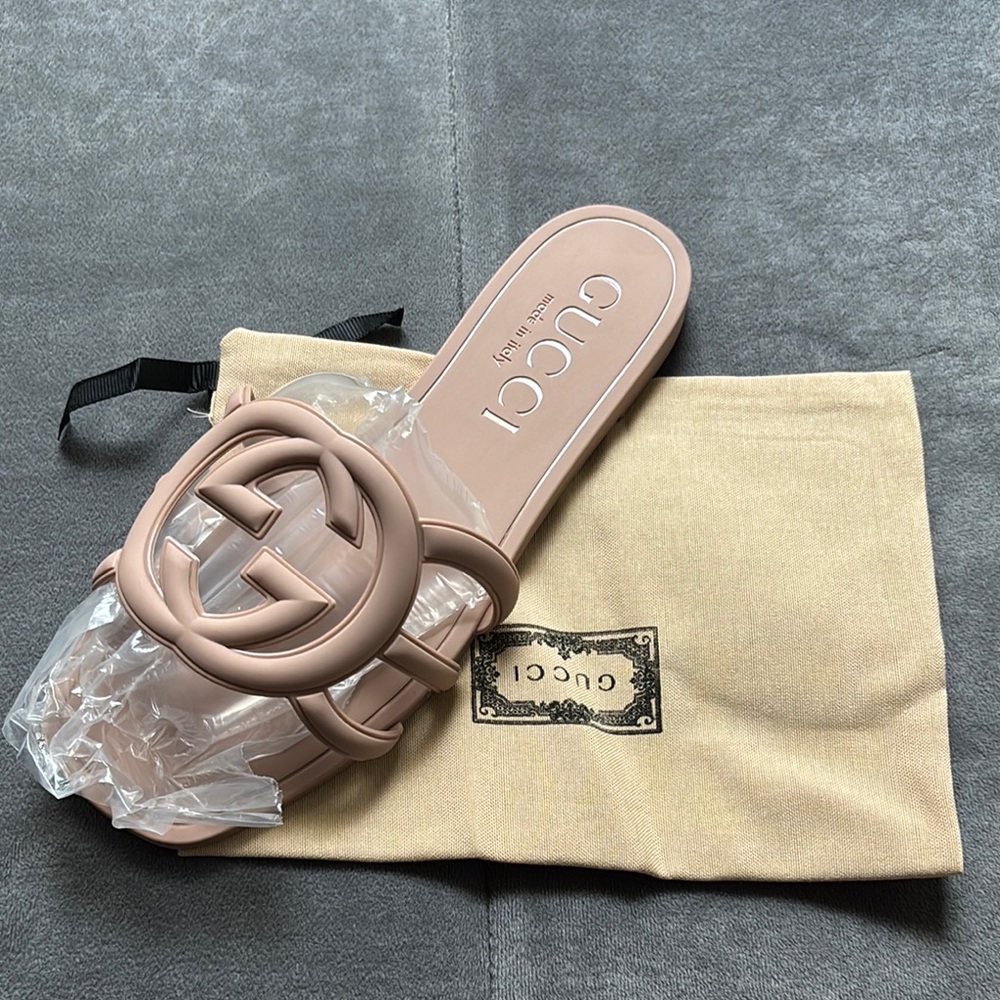 GG Women's Tan Slide Sandals